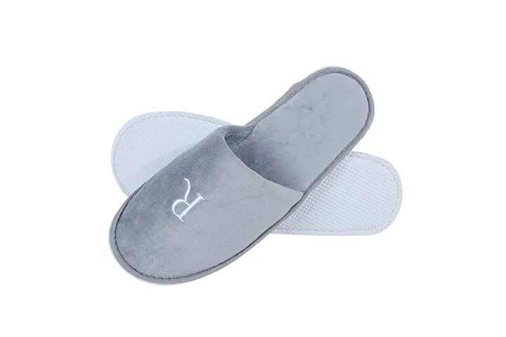 Hotel Slippers 6 Luxury Velvet Disposable Embroidery Airline Slipper