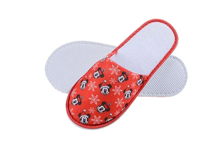 Hotel Slippers 7 3.5mm EVA Sole Printed Fabric Bedroom Slippers
